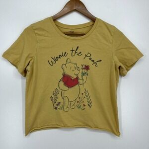 Disney T-Shirt Women's XL Yellow Winnie The Pooh Logo Cotton
